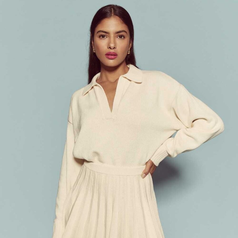 Reformation Cotton Polo Francesco Sweater, like NEW!